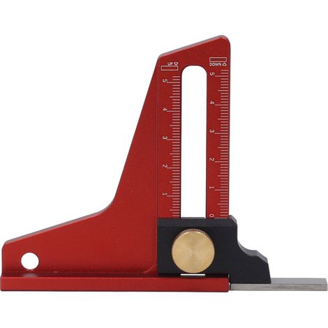 Jauge de hauteur pour travail du bois 0 à 50mm alliage d'aluminium double échelle outil de mesure de profondeur compact (1/5)