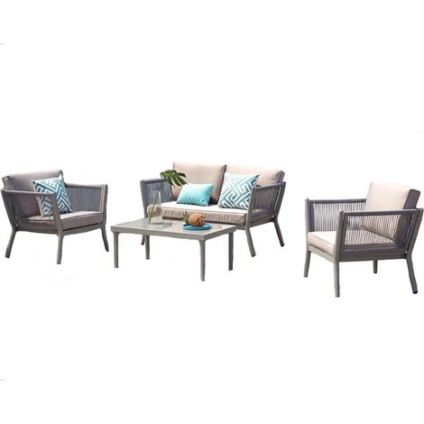 Conjunto de jardín de aluminio y cuerda gris claro ANAHMA (1/5)