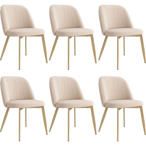 Set di 6 sedie da pranzo/cucina, 50×47×80 cm, con schienale alto in velluto, per sala da pranzo, soggiorno, bar, colore beige