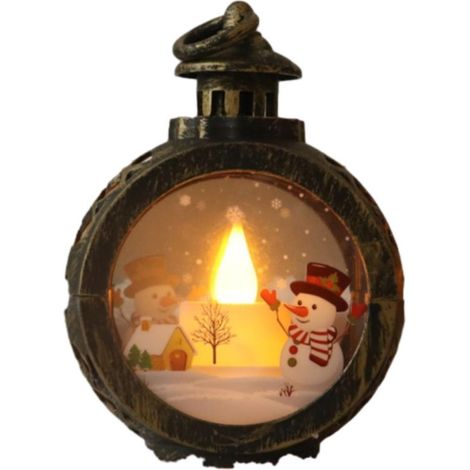 Lanterne de Noël portable décorative - Une petite veilleuse décorative de Noël avec des lumières, un ornement de bureau festif et un cadeau.