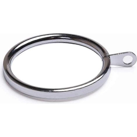 Lot de 20 anneaux de tringle à rideaux en métal argenté avec œillets de fixation, grands anneaux décoratifs ronds et robustes. (1/5)