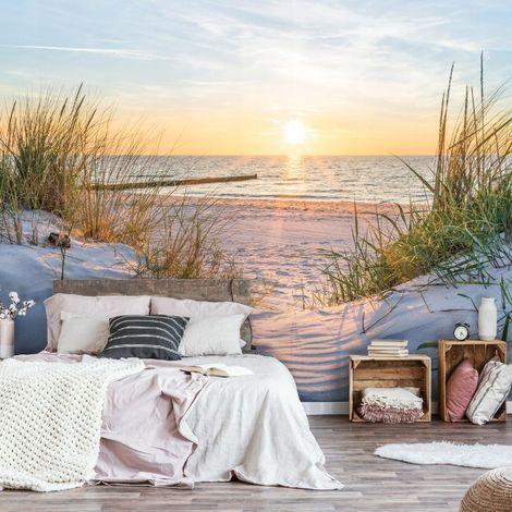 Fototapete Strand Meer Dünen Ostsee Aussicht, für Wohnzimmer und Schlafzimmer, 150 x 105 cm – Komplettset inkl. Kleister & Anleitung (1/5)