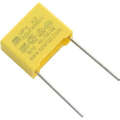 Condensateur X2 220nF 275Vac – Anti-interférence – Trame 15mm pour montage THT – Dimensions 18x6x12mm – Srpassives - 220nf275vacx2