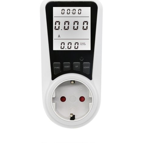 Prise de wattmètre de compteur d'énergie blanche, prise de compteur d'énergie à 7 modes, écran LCD, max 3680 W,lumière blanche (1/3)