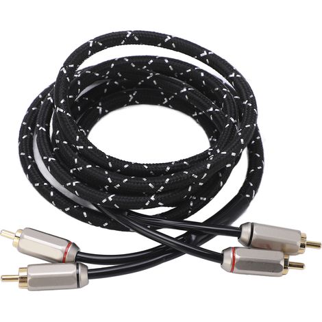 Câble audio stéréo universel pour amplificateur de voiture, double connecteur mâle, compatible avec haut-parleurs, récepteur A/V, caisson de basses et système Hi-Fi, 2 m / 6,56 pi (1/5)