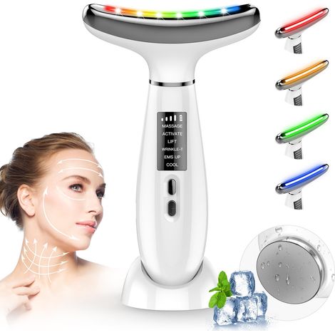 Appareil Anti Rides Visage, Appareil de Beauté à 6 Modes, Température 45 °C pour Les Massage Visage, pour l'anti-âge, Le Lifting et le Raffermissement de la Peau Relâchée (Mode LED 4 couleurs) (1/5)