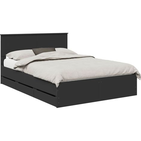 Bed Frame with Drawer Black 160 x 200 cm Engineer Wood vidaXL