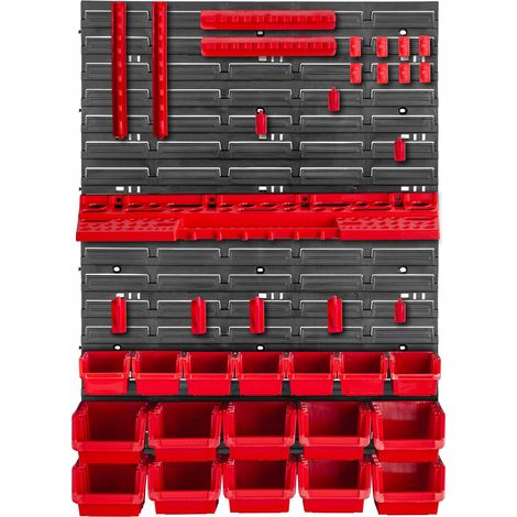KADAX Werkstattwandregal, Wandplatten, 58 x 78 cm, Rot, 38 tlg.
