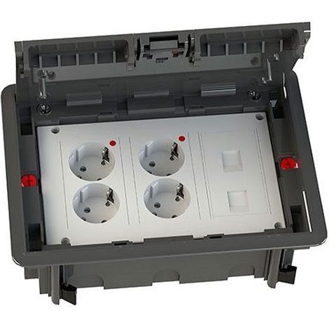 Kit puesto trabajo suelo empotrar 4 schukos y 2 RJ45 v2 Blanco (1/4)