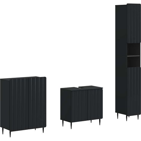 Maison Exclusive - Ensemble de meuble de salle de bain 3 pièces ZWOLLE Noir (1/5)