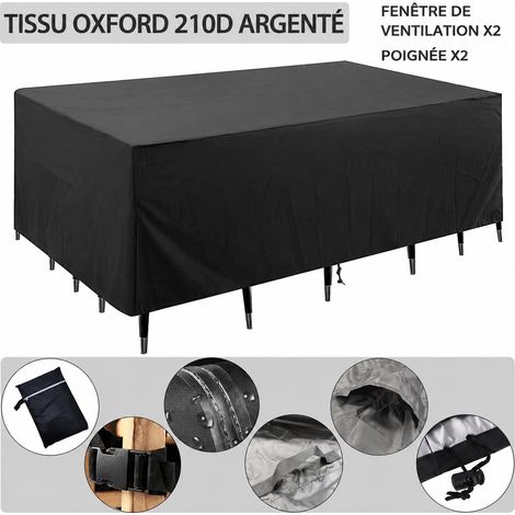 Housse pour mobilier de jardin 160 × 130 × 90 cm tissu 210D enduit argent 210d 160 130 90cm 45 × 40 × 25 cm 500 g – Livraison gratuite