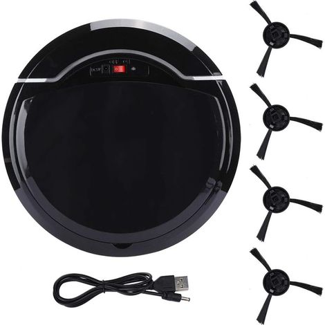 Aspirateur Robot, Aspirateur Intelligent Mini Robot Aspirateur Balayeuse avec Brosse Bilatérale pour Bureau à Domicile (1/5)