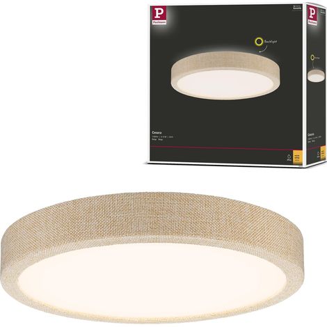panneau LED Cosara rond 15W IP44 1300lm 300mm plafonnier en Beige Tissu/plastique 3000K - Blanc chaud luminaire de bain (1/5)