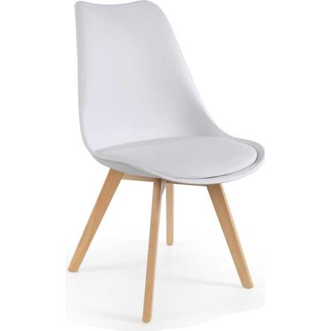 SEDIA IMBOTTITA STOCCOLMA CON GAMBE IN LEGNO 54X48X83 CM COLORE BIANCO (1/3)