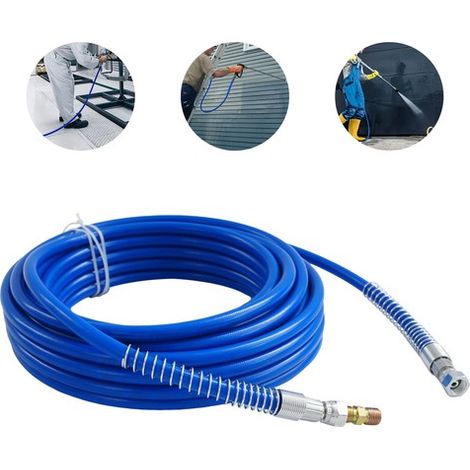 1/4" 15m 50ft Airless Paint Spray Hose 3300PSI Gun Sprayer Extension Fiber Tub (1/5)