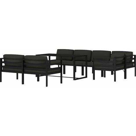 Set Divani da Giardino 8 pz con Cuscini in Alluminio Antracite vidaXL (1/4)