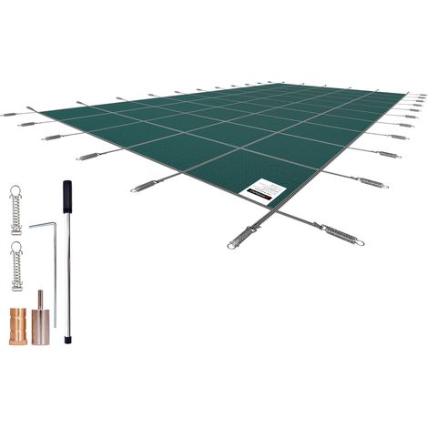 Mophorn Cubierta de seguridad para piscinas , apta para piscinas rectangulares enterradas de 18 x 36 pies, cubierta de malla sólida con orificios de drenaje, cubierta de seguridad para piscinas de inv