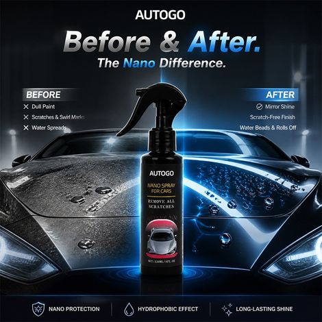 Agent de protection pour peinture automobile : anti-salissures, protection solaire, raviveur de brillance, répare les rayures superficielles et déperlant par temps de pluie – Kit de nano-revêtement 12 (1/4)