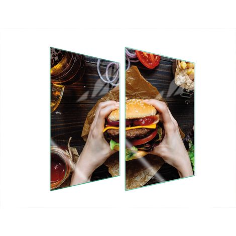 PIASTRA PROTETTIVA IN VETRO PER CUCINA 2x35x52 HAMBURGER (1/5)