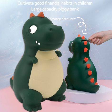 Tirelire dinosaure en forme de cochon, mignonne et résistante aux chutes, idéale pour économiser de l'argent. Décoration de bureau, cadeau pour garçons et filles, petite taille verte. (1/5)
