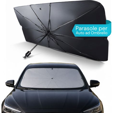 Parasole Per Auto A Ombrello – Protezione Raggi Uv Universale – Dimensioni 140x80cm – Struttura A 10 Aste In Ferro E Tessuto 170t – Pieghevole Con Custodia Salvaspazio – Raffresca Abitacolo (1/5)
