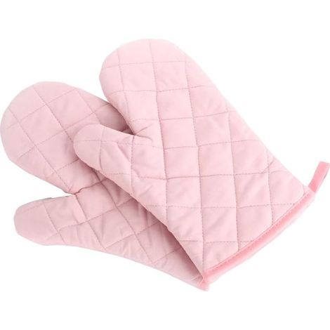 Ofenhandschuhe, hochwertige hitzebeständige Küchenhandschuhe, gesteppte Handschuhe aus Baumwolle und Polyester in extra großer Größe, 1 Paar in Rosa.
