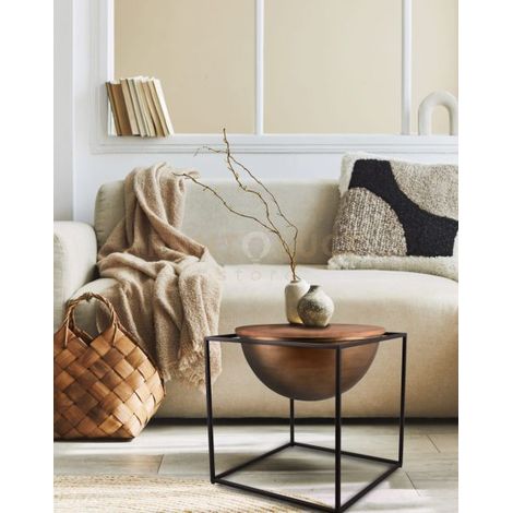 CELINA TAVOLINO METALLO E LEGNO 53X55,5CM COLORE NERO