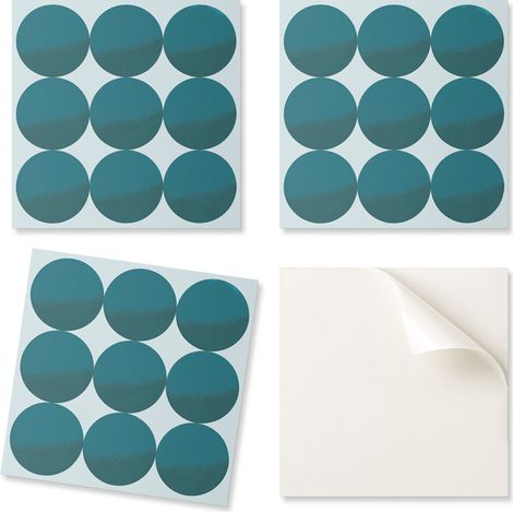 Baldosas de vinilo autoadhesivas con estampado para ba帽o, disposici贸n circular en cuadr铆cula, 20x20x20 cm.
