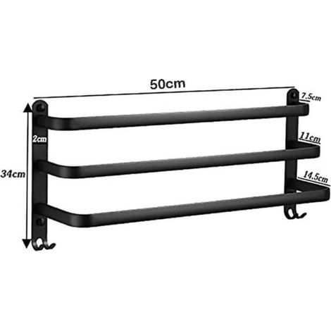 Porte-Serviettes - Etagere Murale En Aluminium - 50 Cm - Pour Salle De Bain Cuisine Coiffeur - 1 Unite (1/4)