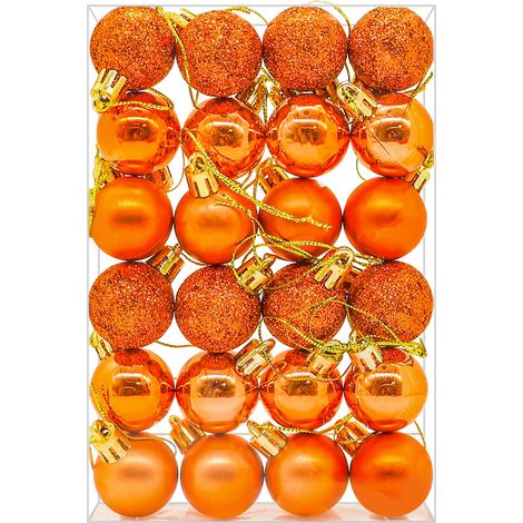 Lot de 24 boules de Noël de 30 mm, mini boules de décoration de sapin de Noël, mini boules à suspendre pour sapin de Noël, Halloween (1/5)