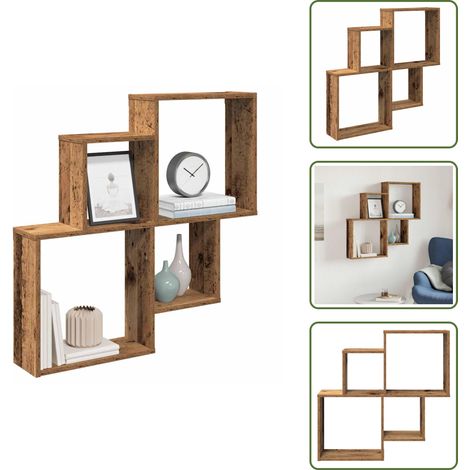 Wandregal Altholz-Optik 80x15x78,5 cm Holzwerkstoff - Wandregal - Wandregale - Schwebendes Regal - Schweberegal (1/5)