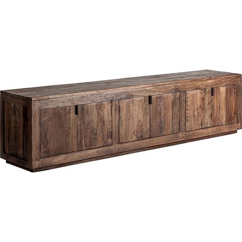 Meuble TV bois vieilli style rustique finition marron chaleureux - Marron bois vieilli naturel (1/5)