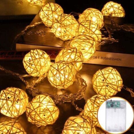 pair Guirlande lumineuse LED boules en rotin, 5 m, 40 LED, à Pôles, étanche, IP44 Boules en rotin, Guirlande lumineuse, Décoration de Noël pour mariage, Pelouse, Noël, Maison, Extérieur, Décoration d' (1/4)