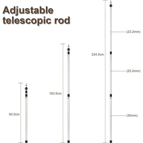 Wolketon 8 Stück Teleskop Zeltstange 88cm-234cm Vorzeltstange aus Alu Vor Zelt Stange