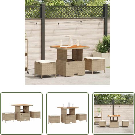 vidaXL Tabouret de jardin - Ensemble de salle à manger pour jardin Beige polyrotin (1/5)