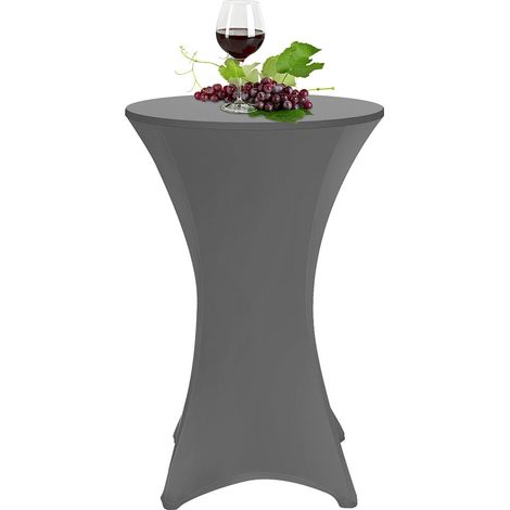 Wolketon Housse pour table haute Stretch Gris Ø 70 x 110 cm – Housse élastique pour table de bistrot pour événements