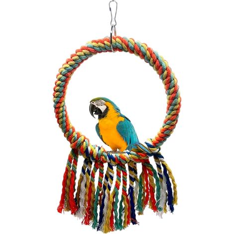 Coloree Cotton Rope Parrot Ring Swing Hanging Bird Perch Cage Interactive Comfortable Toy for Small and Medium Birds Durable Play Accessory (1/5)