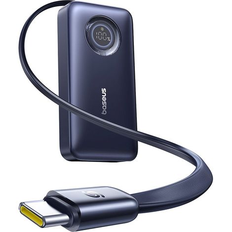 Batería externa EnerCore CR11 de 10000 mAh y 45 W con cable USB-C retráctil - Negra (1/5)