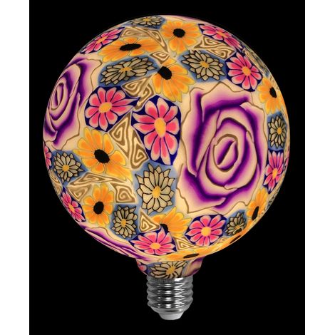 Bombilla Decorativa LED E27 4w 3000k Globo Silicona Con Flores Rosas (1/2)