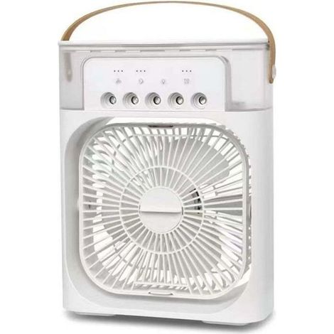 Tragbare Klimaanlage, Mini-Klimaanlage 600 ml, Mini-Ventilator, 3 Geschwindigkeitsstufen, 3 Nebelmodi, 7 Nachtlichter, 2-8 Stunden Timer fürs Büro [Energieklasse A] (1/5)