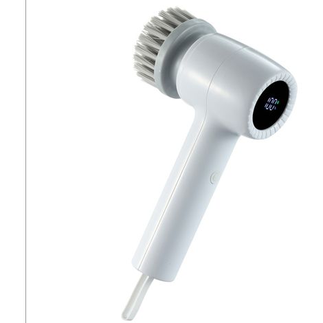 Brosse Nettoyage Electrique 5 en 1,Brosse Rotative Nettoyage avec Écran LED,5 Brosses,2 Vitesses Réglables,pour Salle de Bain,Cuisine,Vaisselle,Carrelage,Fenêtre (Blanc) (1/5)