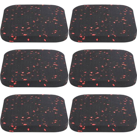 6 tapis de course en caoutchouc antidérapant, amortisseur insonorisant, équipement de fitness, noir rouge (1/5)