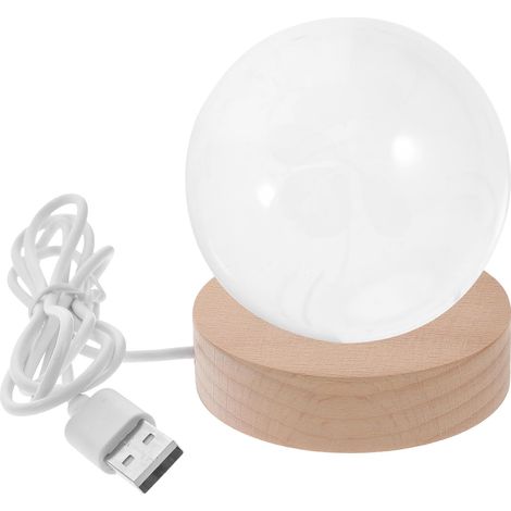 Veilleuse Boule Cristal Trèfle avec Base Bois Lampe de (1/5)