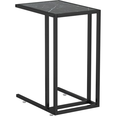 Table d'appoint ordinateur Marbre noir 50x35x65 Verre trempé (1/5)