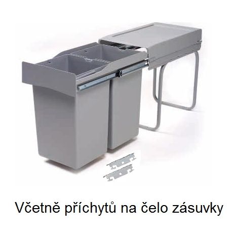 Clasificador de residuos Linea 222DM para puerta de 300 mm, 2 x 14 L SANS MARQUE