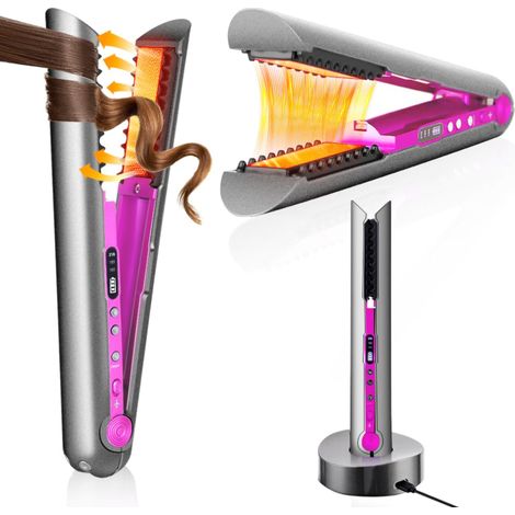 mini fer à lisser sans fil portable avec une autonomie de 80 minutes, modèle de voyage rechargeable, convient aux cheveux fins et souples (1/5)