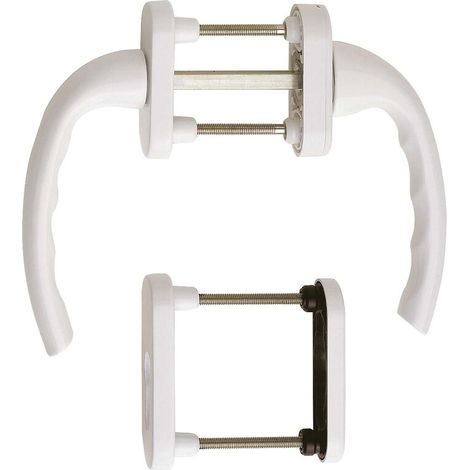 Hoppe – Garniture à saillie normale pour portes fenêtres coulissantes PVC – Aluminium fondu – Fixation invisible – Épaisseur 58 à 63 mm – Coloris blanc 9010