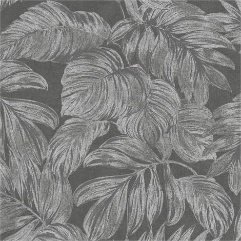 Nature wallpaper wall Profhome 393404 non-woven wallpaper slightly textured with floral ornaments and metallic highlights anthracite grey silver 5.33 m2 (1/5)