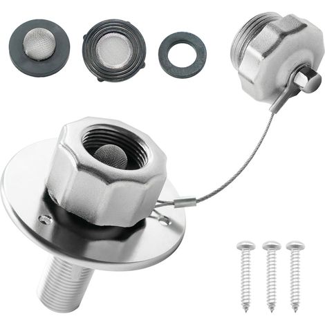 Stadtwasseranschluss für Wohnmobile mit Rückschlagventil, 3/4" GHT Innengewinde, 1/2" NPT Außengewinde, 3" Flansch, für Anhänger oder Boote. (1/5)