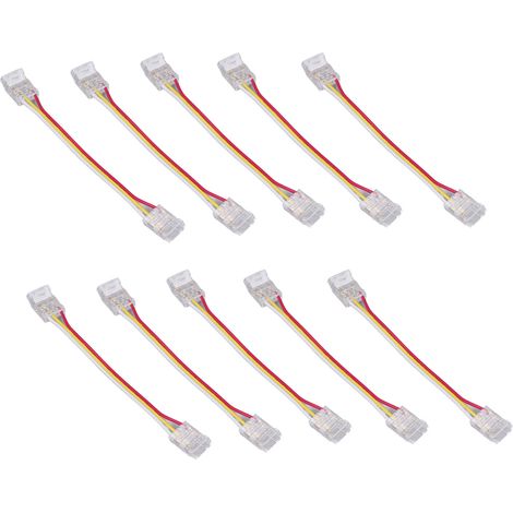 Lot 10 connecteurs bande LED – 3 broches – compatible 5V/12V/24V – connexion flexible – PC – largeur 10mm – Hyuduo